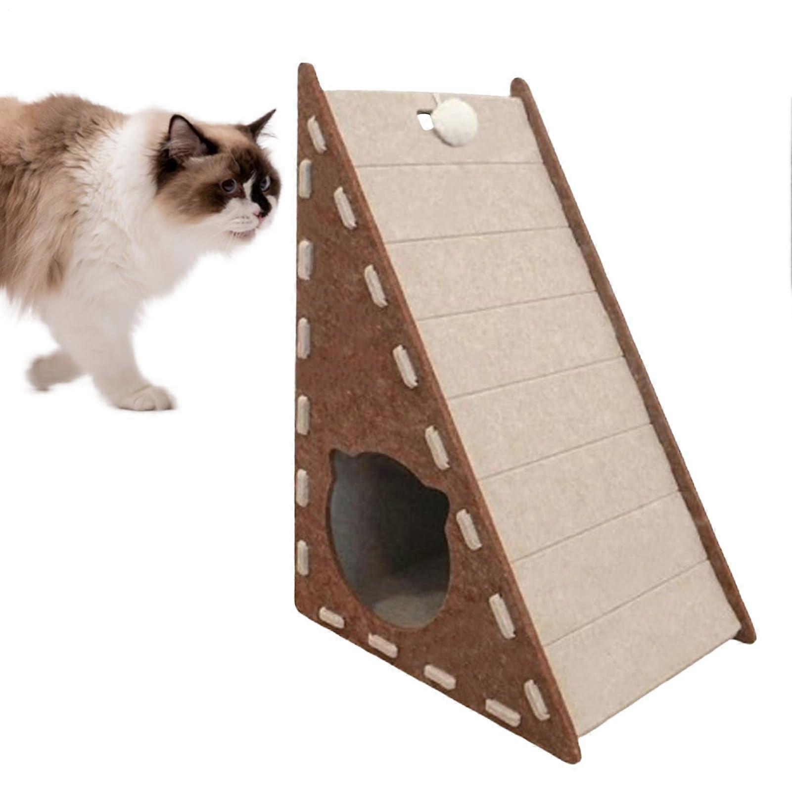 Cat Scratching Post with Triangular Felt Bed, MultiFunctional Indoor Cat Scratcher, Easy Assembly