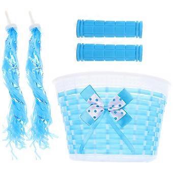 Ensemble de décorations pour vélos enfants OUNONA : pompons décoratifs pour paniers, couvre-poignées de guidon et rubans, compatibles avec les vélos enfants.