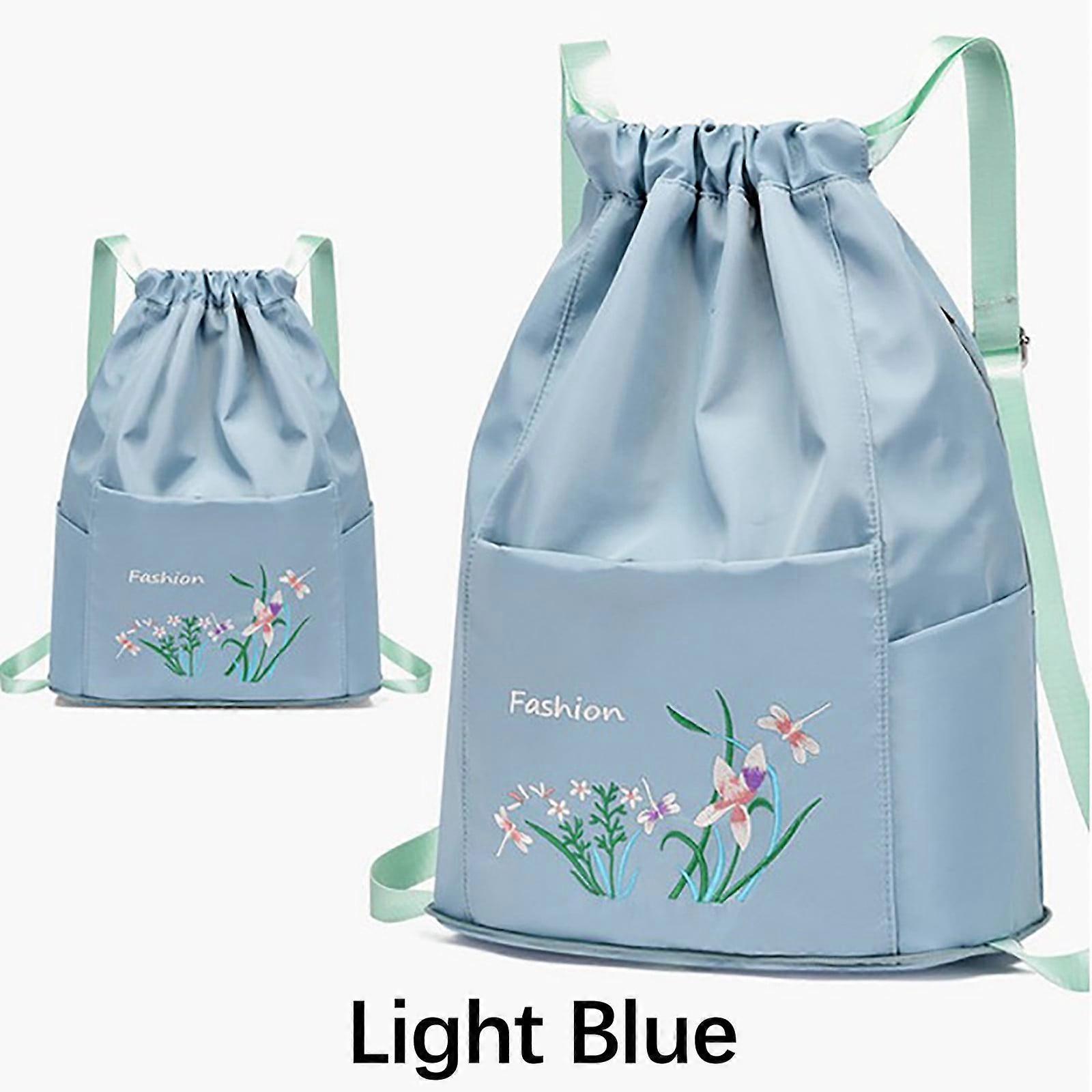 Foldable Drawstring Large Capacity Embroidered Backpack, Drawstring Backpack For Women Travel Backpack