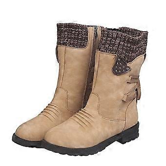 FRSASU Women Boots,Autumn and Winter Woolen Yarn Snow Boots Back Strap Plus Size Boots Women