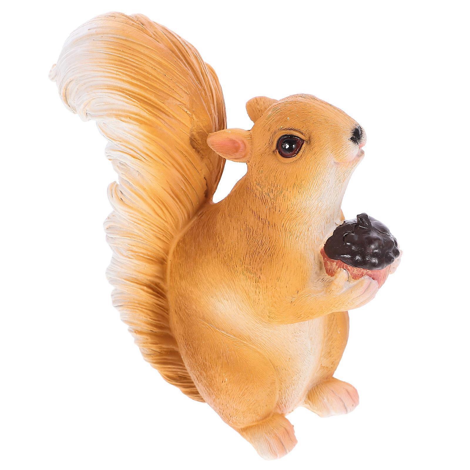 Resin Animal Figures Simulation Squirrel Model for 2Sets Decorative Use