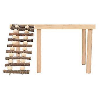 Plateforme d'escalade pour hamster à 2 niveaux, en bois naturel, avec échelle. Qualité exceptionnelle.
