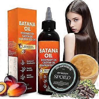 2 in 1 Batana Oil Hair Repair Kit, Batana-öljy hiusten kasvuun, vahvistaa juuria, ravitsee, elvyttää päänahkaa, korjaa kuivia vaurioituneita hiuksia, syvä tila