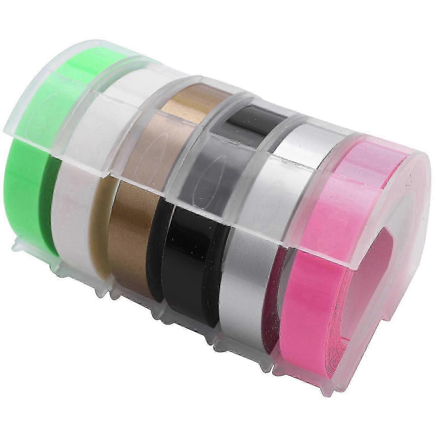 6 Roll Embossing Label Maker Tape 3D Plastic 9mm x 3Meter
