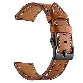 For Garmin Forerunner 265/ 255 22mm Stitching Watch Strap Genuine Cow Leather Watchband