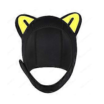 Cat Ears Scuba Diving Hood Cap Lovely Surfing Cap for Sailing Kayaking Canoe black white ear Sxx