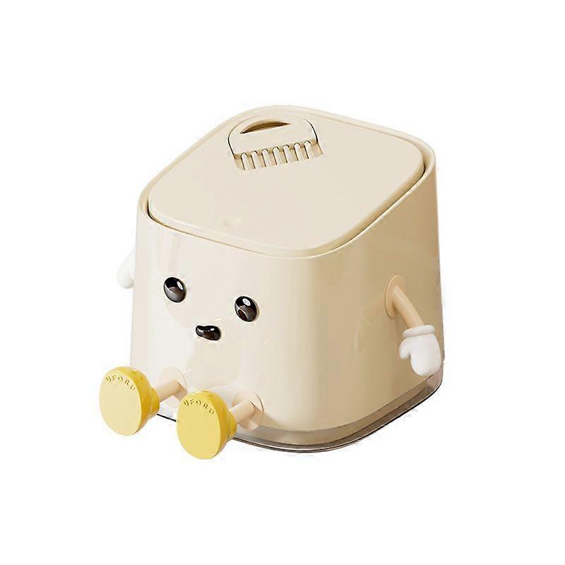 Cute Mini Desktop Bin with Press-Type Lid, Sitting Pose