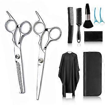 10-Piece Professional Hair Cutting Scissors Set Stainless Steel Silver