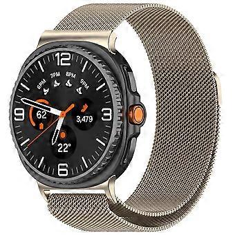 For Samsung Galaxy Watch 8 / 8 Classic Metal Milan Mesh Magnetic Clasp Strap Beige