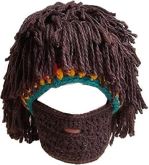 Creative Handmade hat wig big beard cap