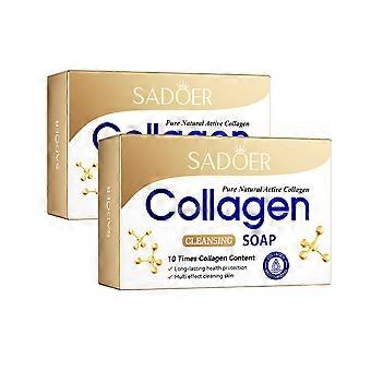 Handgemachtes Reinigungsseifenstück mit Kollagen, ölregulierend und straffend, sanft für alle Hauttypen, unparfümiert, hellbeige (1 Stück)