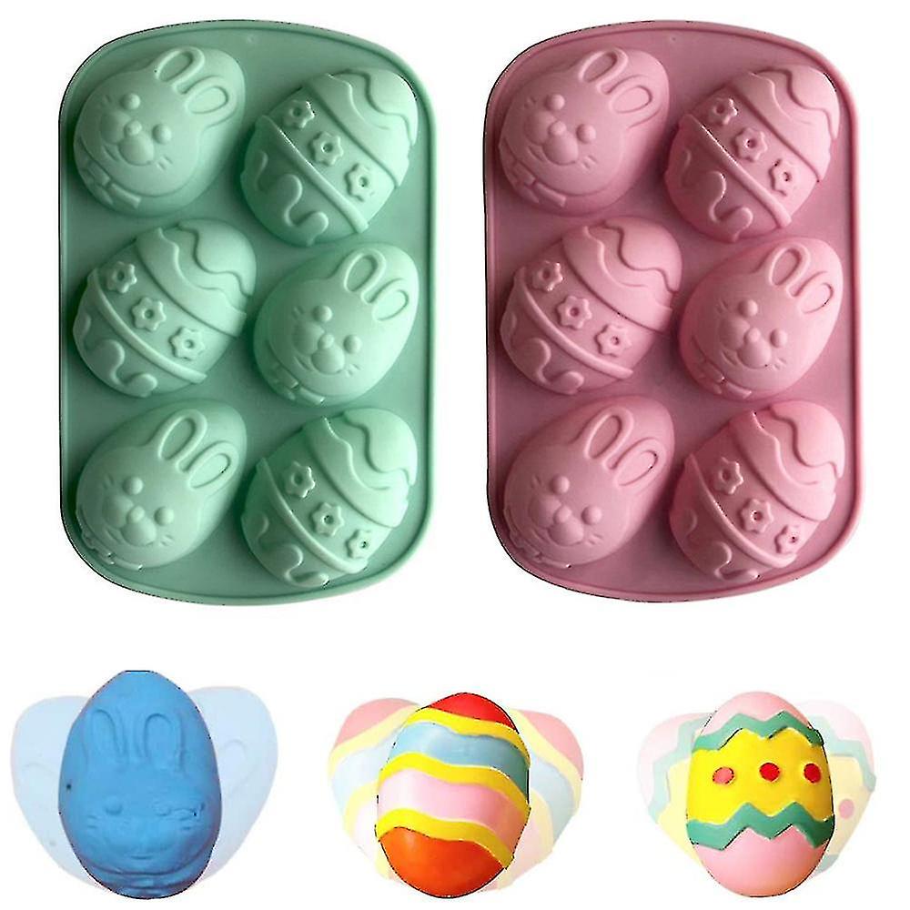 2pcs Egg Rabbit Silicone Mold Candy Mould Easter Soap Mold Bunny Baking Moulds Baking Trays