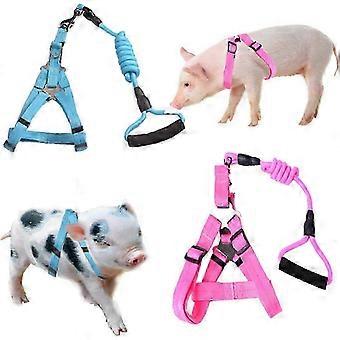 Verstellbares Minischwein-Geschirr-Set mit Leine, 2er-Pack Kleintiergeschirr für Schweine