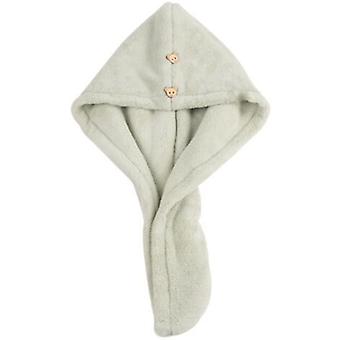 Coral Fleece Microfiber Föhn Cap Absorberende Sneldrogende Douchemuts Dubbel Dik Lichtgroen Twee Packs