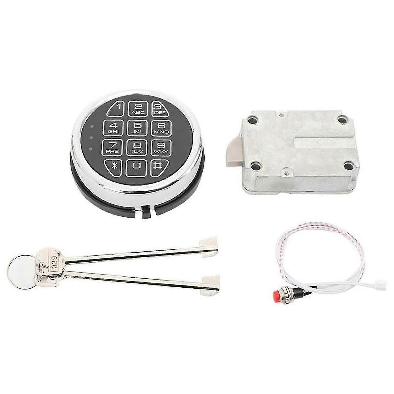 Replacement Electronic Safe Lock with Solenoid Lock & 2 Override Keys,Chrome Keypad Security Firepro