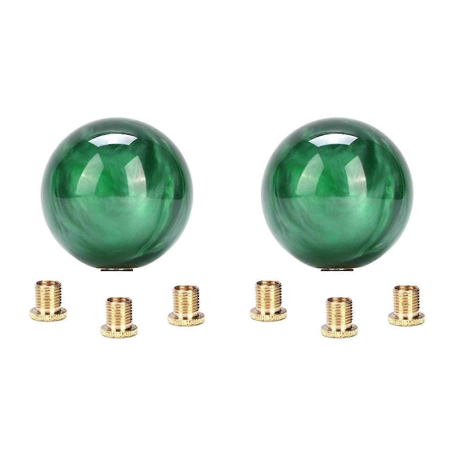 2X Marble Style Round Ball Gear Shift Knob Acrylic Shifter Knobs Stick Shift Knobs with 3 Adapter Dark Green