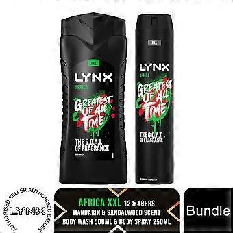 Lynx Africa Shower Gel 500ml & Body Spray Deodorant 250ml Duo