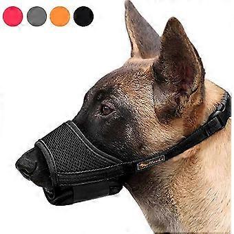 Nylon Muzzle for Dogs, Adjustable Loop, Breathable, Safe, Quick Fit for Small, Medium Dogs, Prevents Biting, Chewing and Barking (L, Black) COS