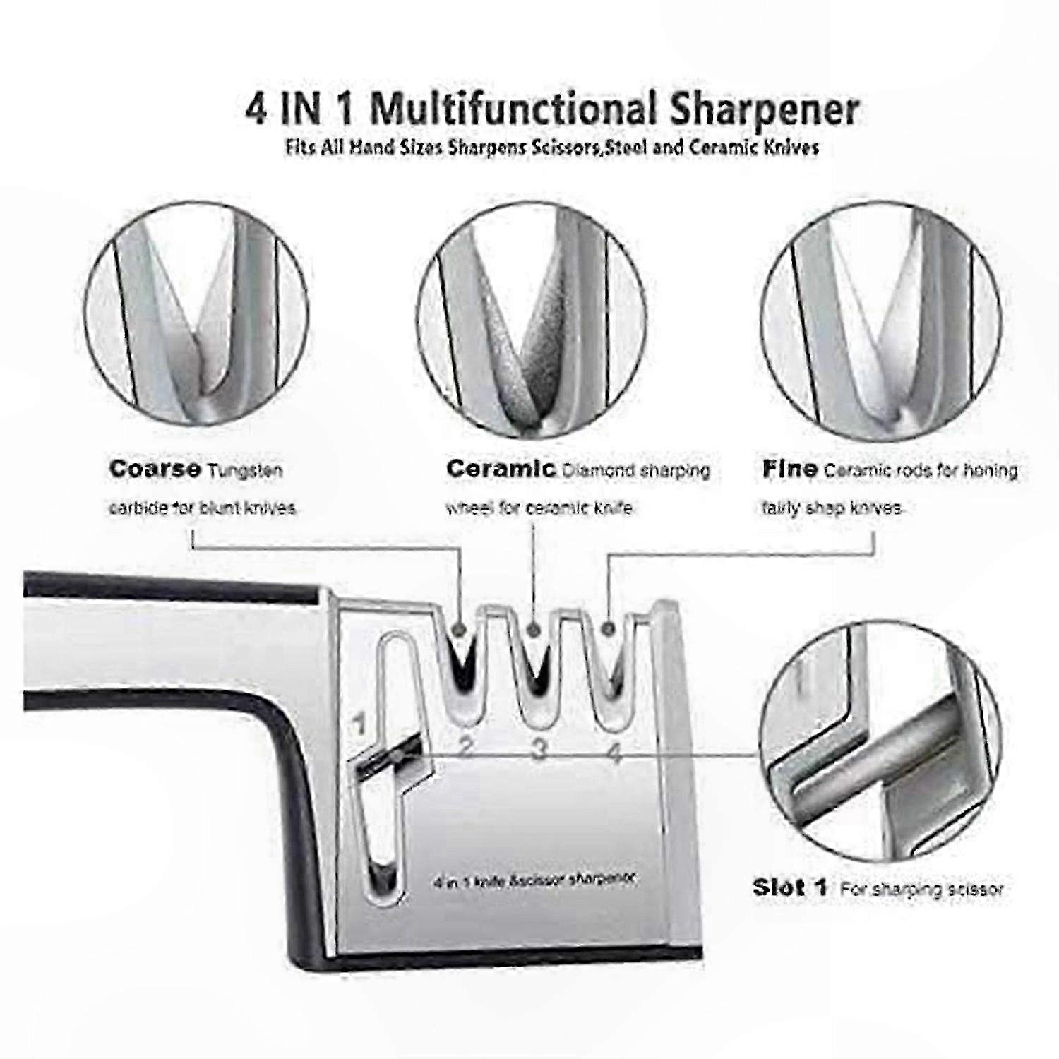 Durable Non-Slip Sharpener compatible with Kitchen Knives and Scissors with Multiple Functions