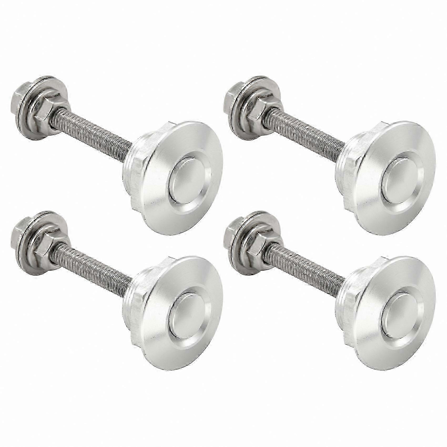 Silver Car Hood Latch Button with Quick Release Pin Lock