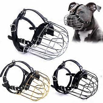 Dog Muzzle for Large Dogs, Metal Frame PU Leather with Adjustable Straps, Prevents Biting Barking Chewing for Outdoor Training