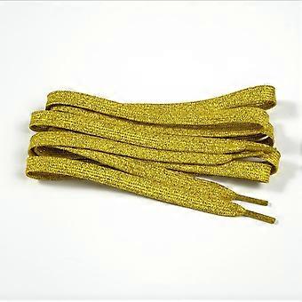 1Pair NEW High-quality Gold and Silver Shoelace 1cm Wide Flat Shiny Shoelaces Suitable for A Variety of Shoes