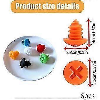 6pcs Multicolor Wine Stoppers, Reusable Silicone Cap