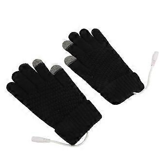 USB Heated Gloves Thicken Detachable Electronic Warming Knitted Gloves compatible with Autumn Winter Black Edition