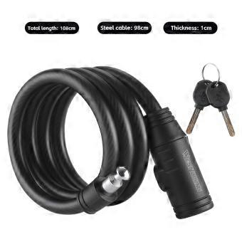 Bicycle Steel Cable Lock High Strength Anti-Theft Lock Scooter E-Bike Waterproof Safety Lock Bike Accessories
