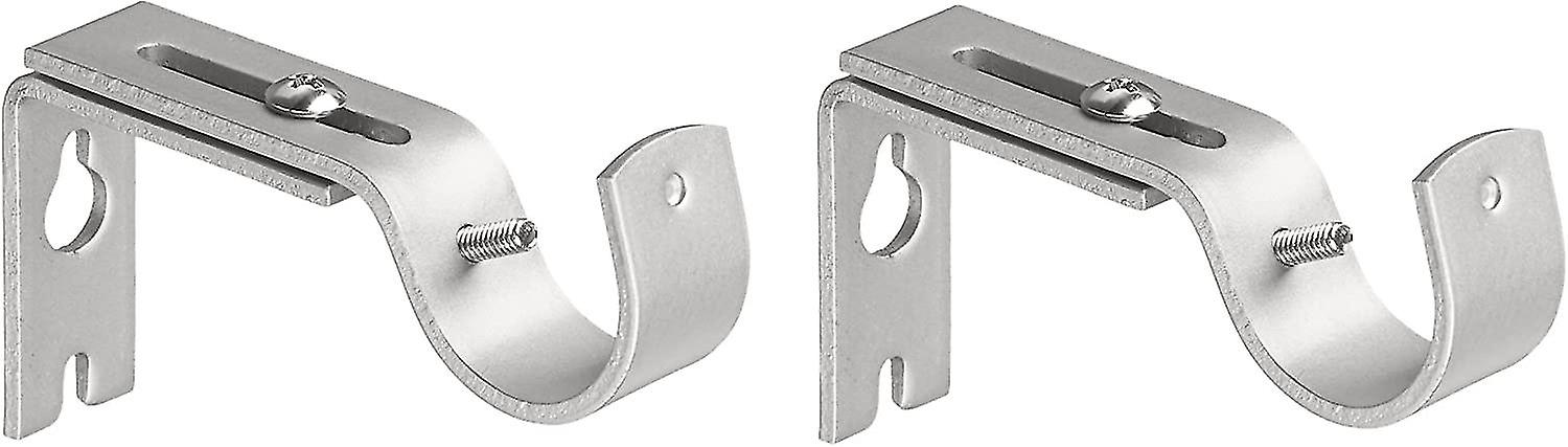 Adjustable Curtain Rod Wall Bracket Hooks, Set Of 2, Silver Nickel
