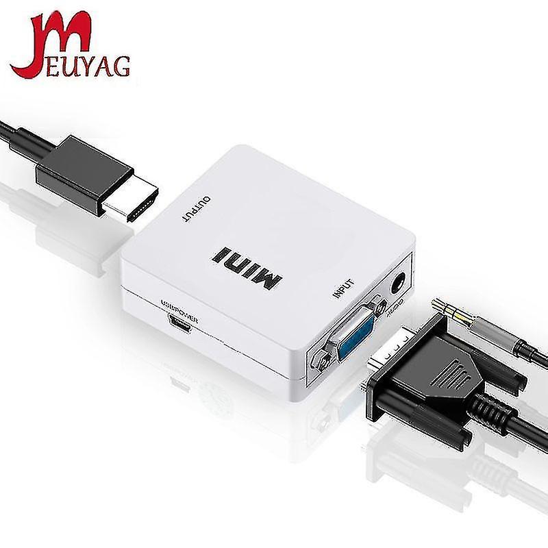 Meuyag Portable Mini Vga To Hdmi-compatible Converter Vga2hdmi Video Box Audio Adapter 1080p For No