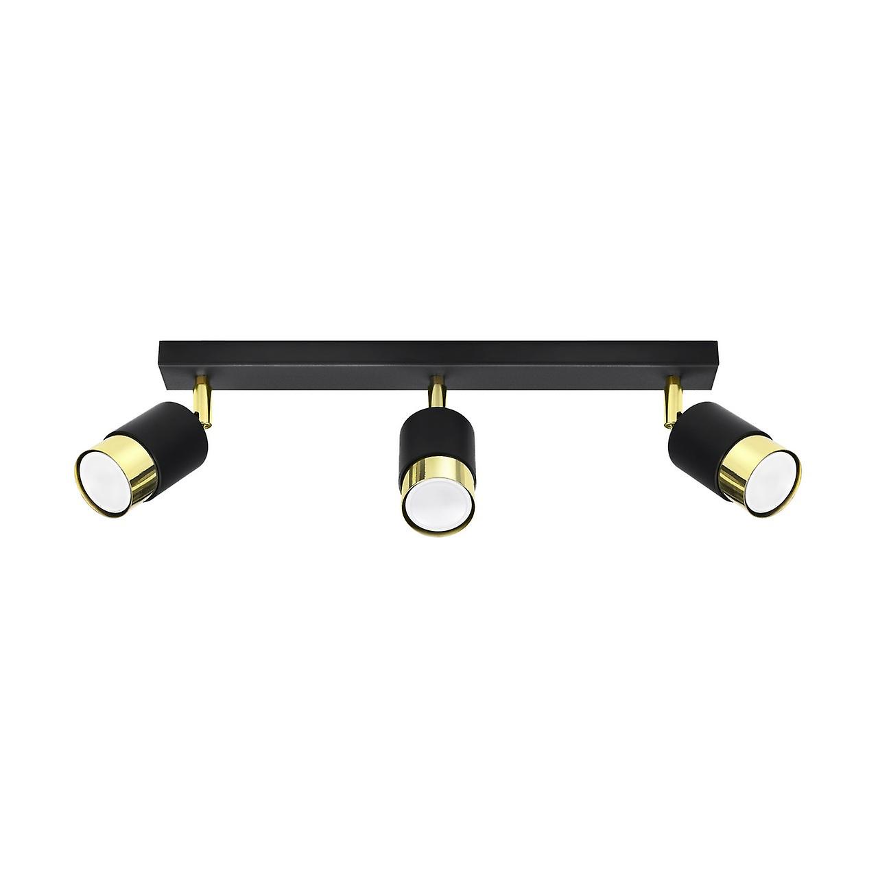 Sollux Nero Ceiling Spotlight Bar, Black/Golden, 3x GU10