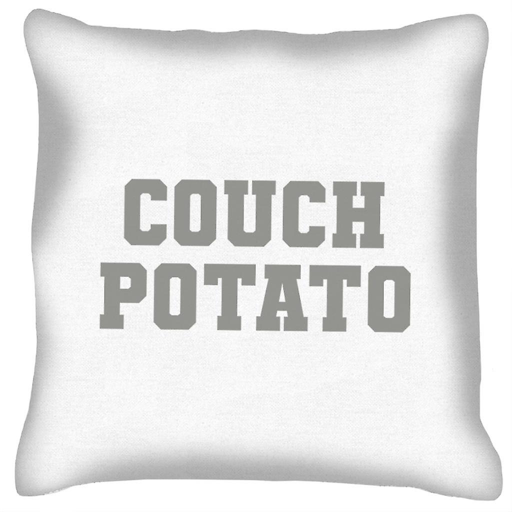 Couch Potato Varsity Grey Text Cushion