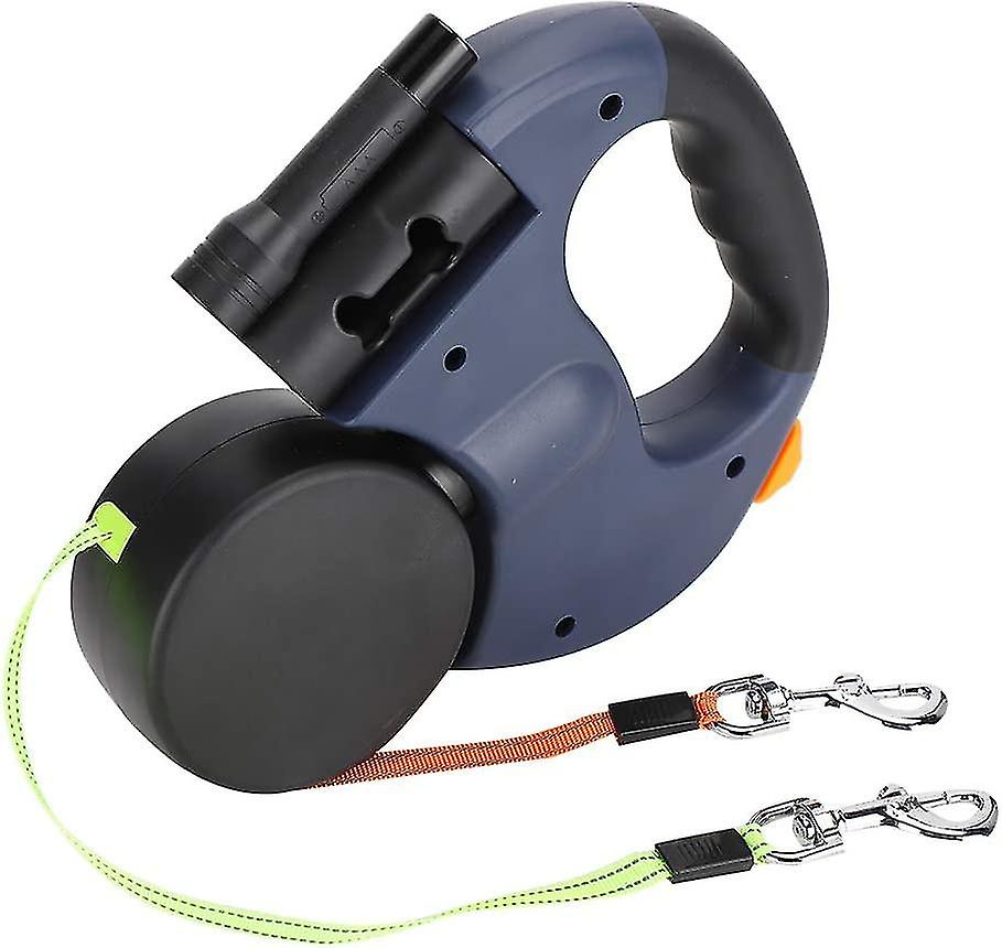 Retractable Double Dog Leash With Two 3 Meter Long Cords, 360 Tangle-free Double Dog Leash For Walking Two Dogs Up To 50 Lbgray