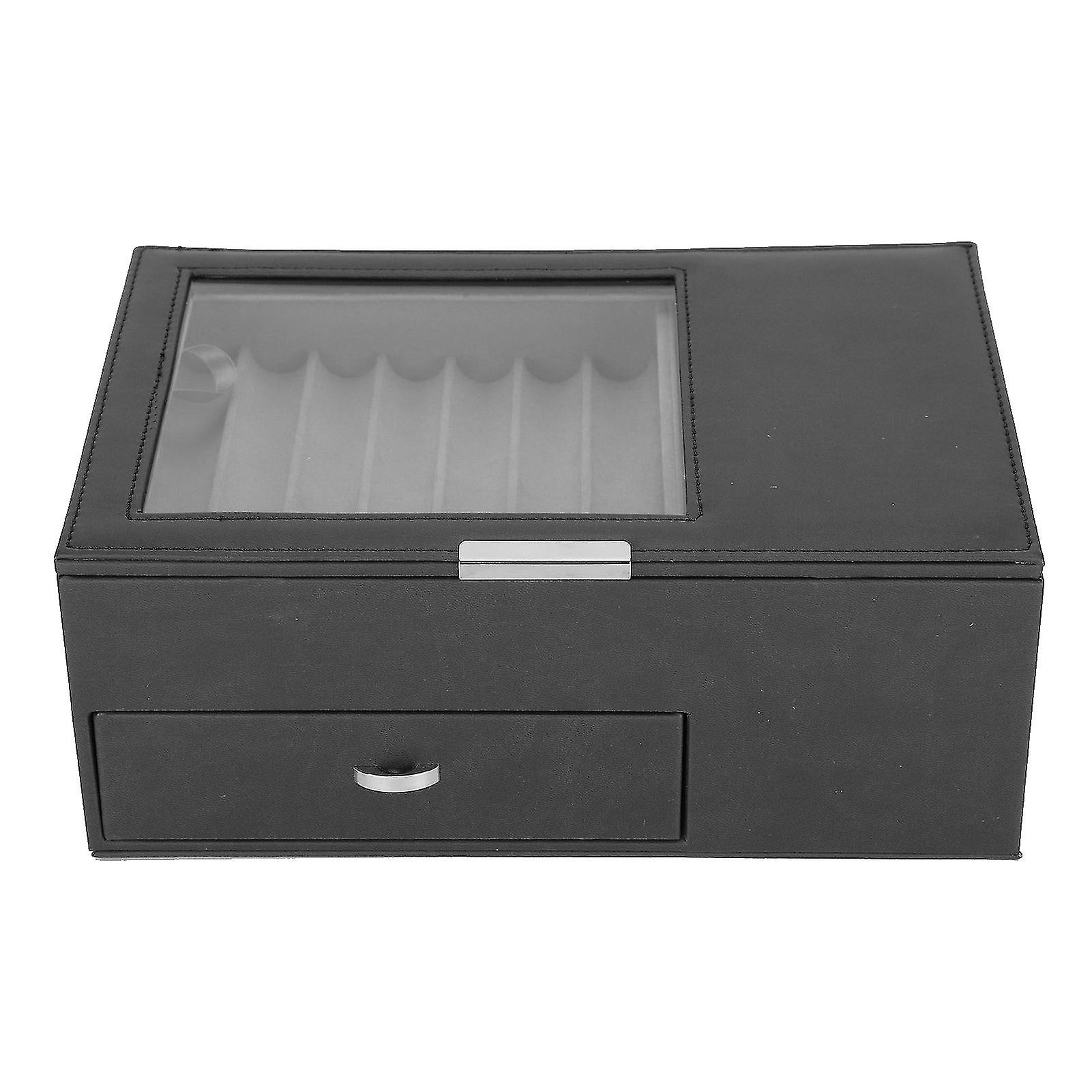 Pen Display Box Double Layer Fountain Pen Storage Case Pu Leather Pen Collection Organizerblack
