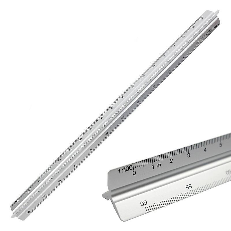 Triangular Ruler Scale Reduction，30cm，1:100 1:200 1:250 1:300 1:400 1:500，silver