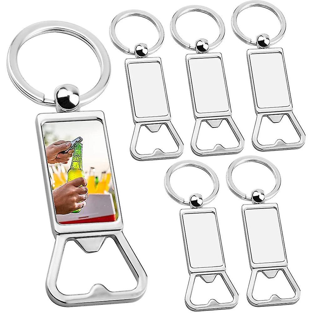 6 Pack Sublimation Blanks Keychains Metal Bottle Opener, Rectangle Sublimation For Custom Personali