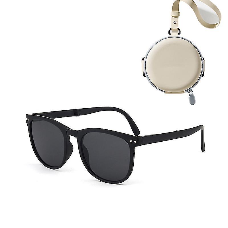 Folding Sunglasses, Uv Protection Sunglasses, With Glasses Storage Zipper Case
