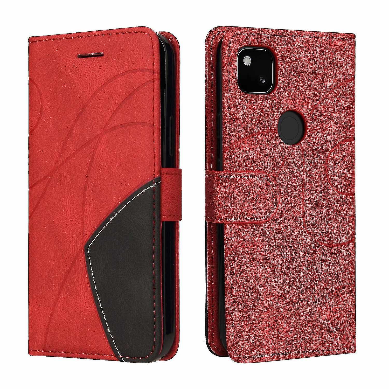 Compatible With Google Pixel 5a 5g Case Card Pu Holder Leather Cuir Wallet Flip Cover - Red