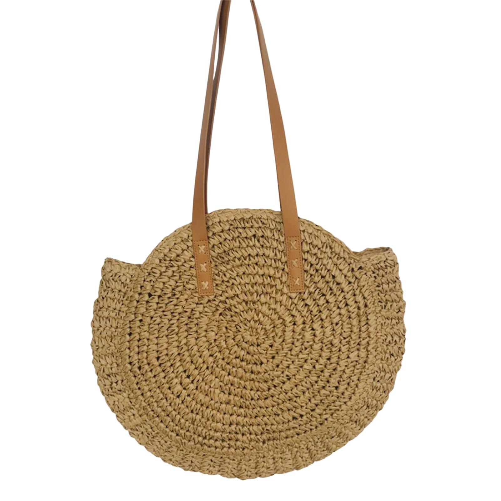Round Shape Handbag Woven Bag Large Capacity Weaving Handbag