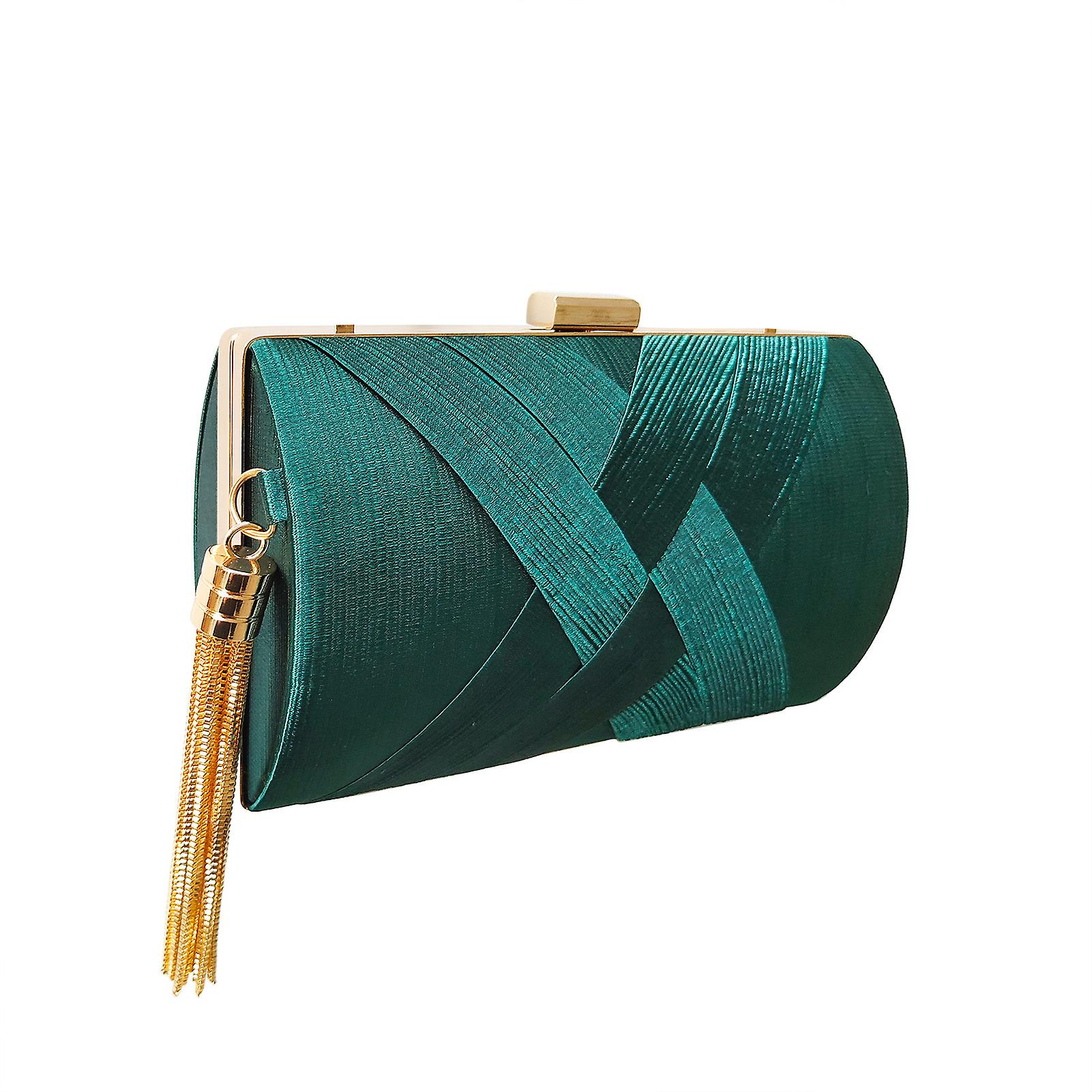 Women Versatile Evening Handbag Cylindrical Type Clutch Bag With 2 Length Chains