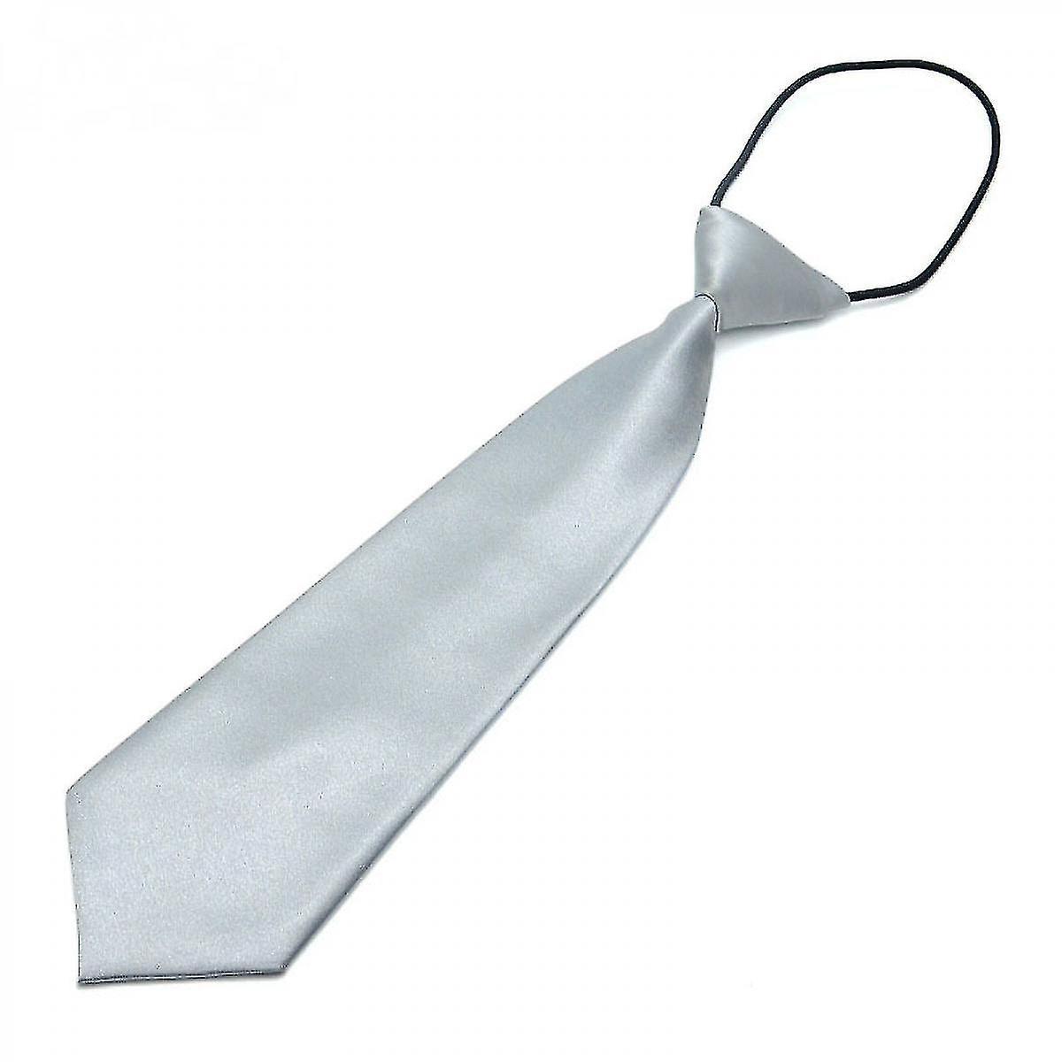 Childrens Tie Solid Color, Childrens Adjustable Zipper Tie, Childrens Performance Tie, Lazy Tie,silv