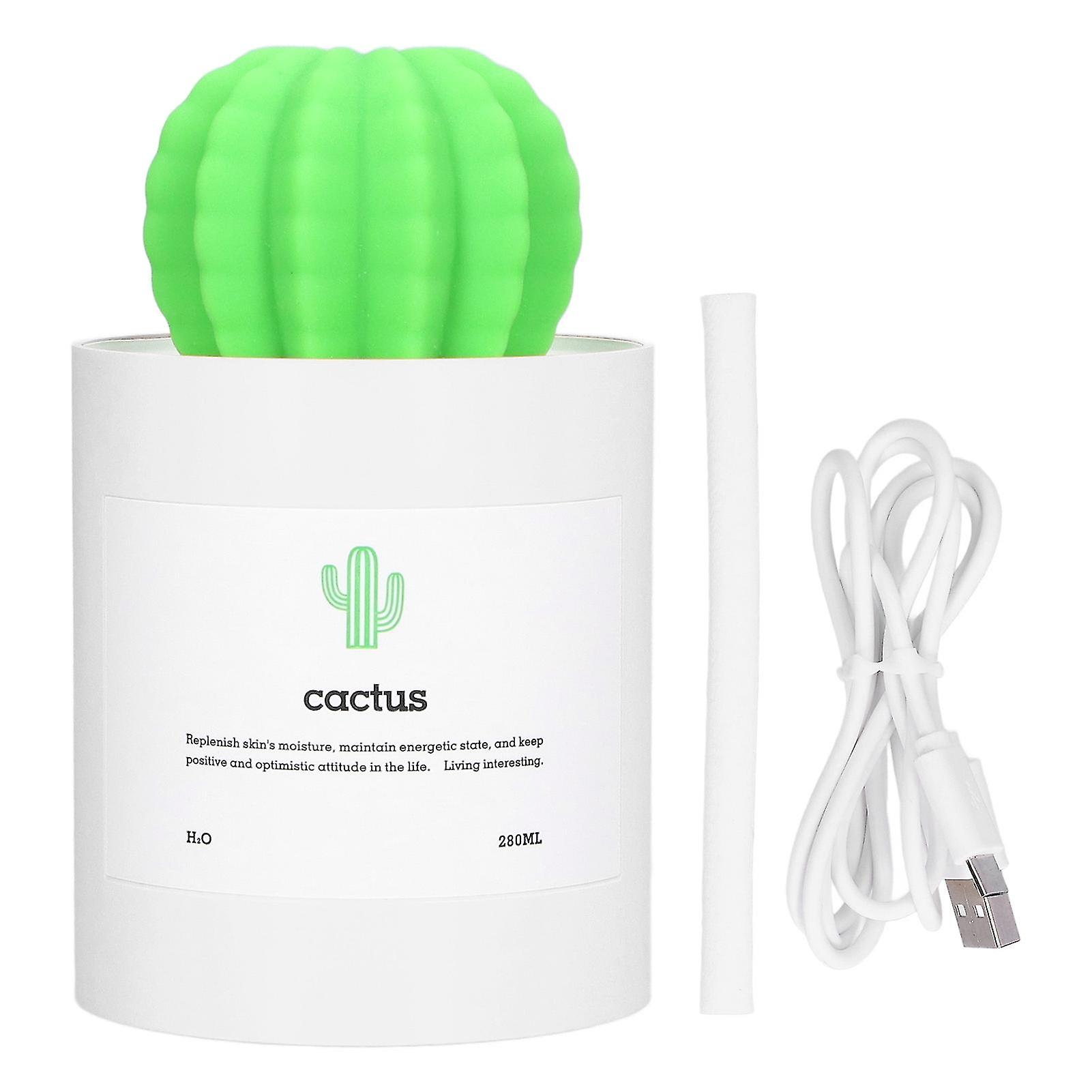 Cactus Desktop Humidifier 280ml, USB Powered, Quiet Nano-Atomizing Humidifier, White