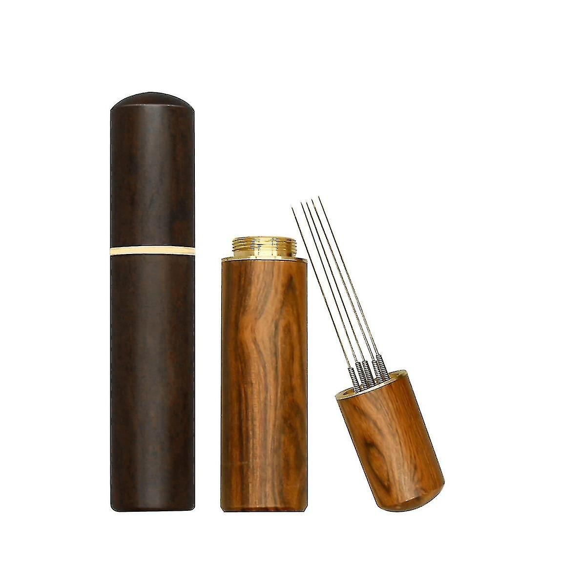 2pc Espresso Distribution Tool,espresso Stirrer Tool With Natural Wood Handle And Base,5needles Esp