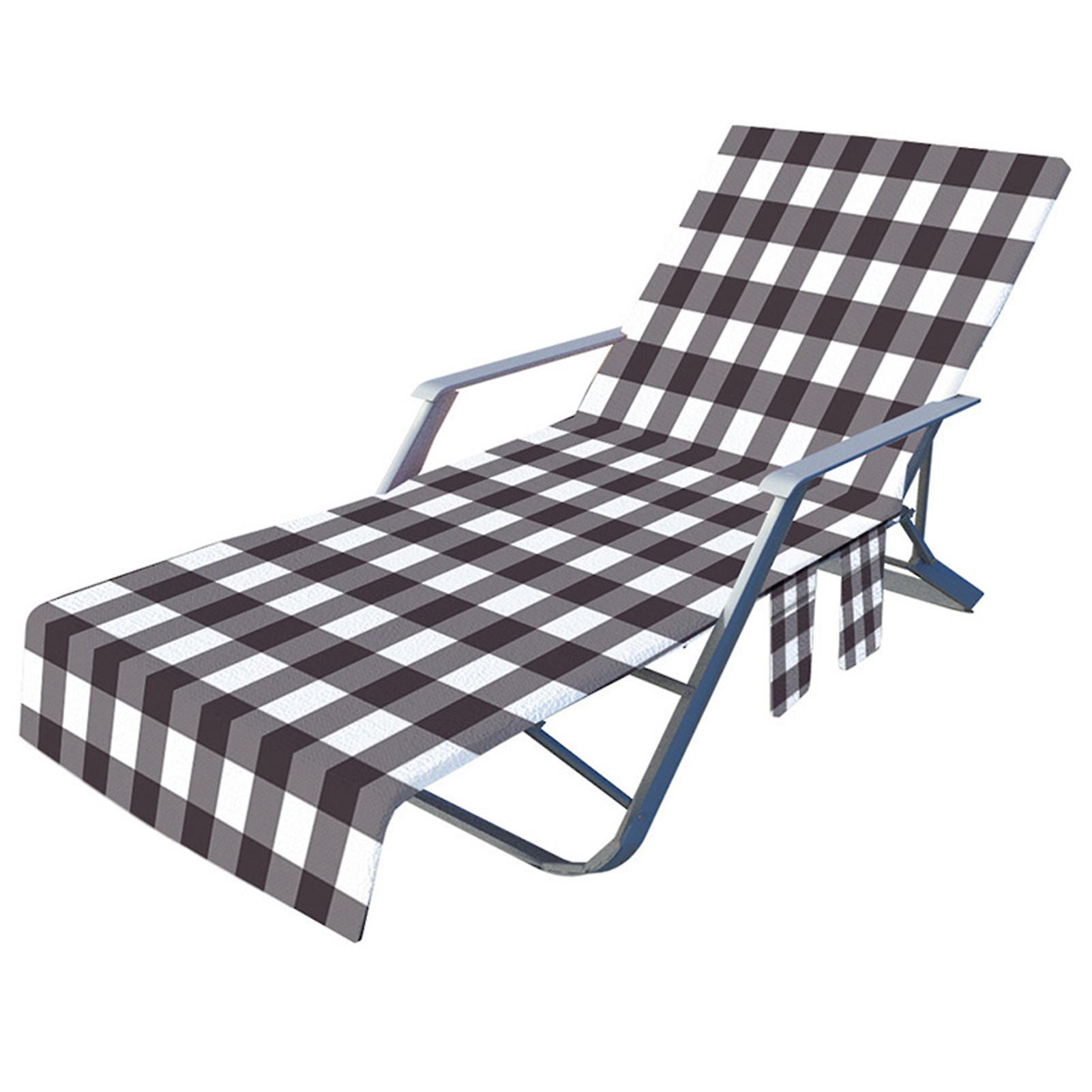Beach Chair Cover with Side Pockets Microfiber Pool Lounge Chaise Towel for Lounger Hotel No Sliding 82.6*28.7in