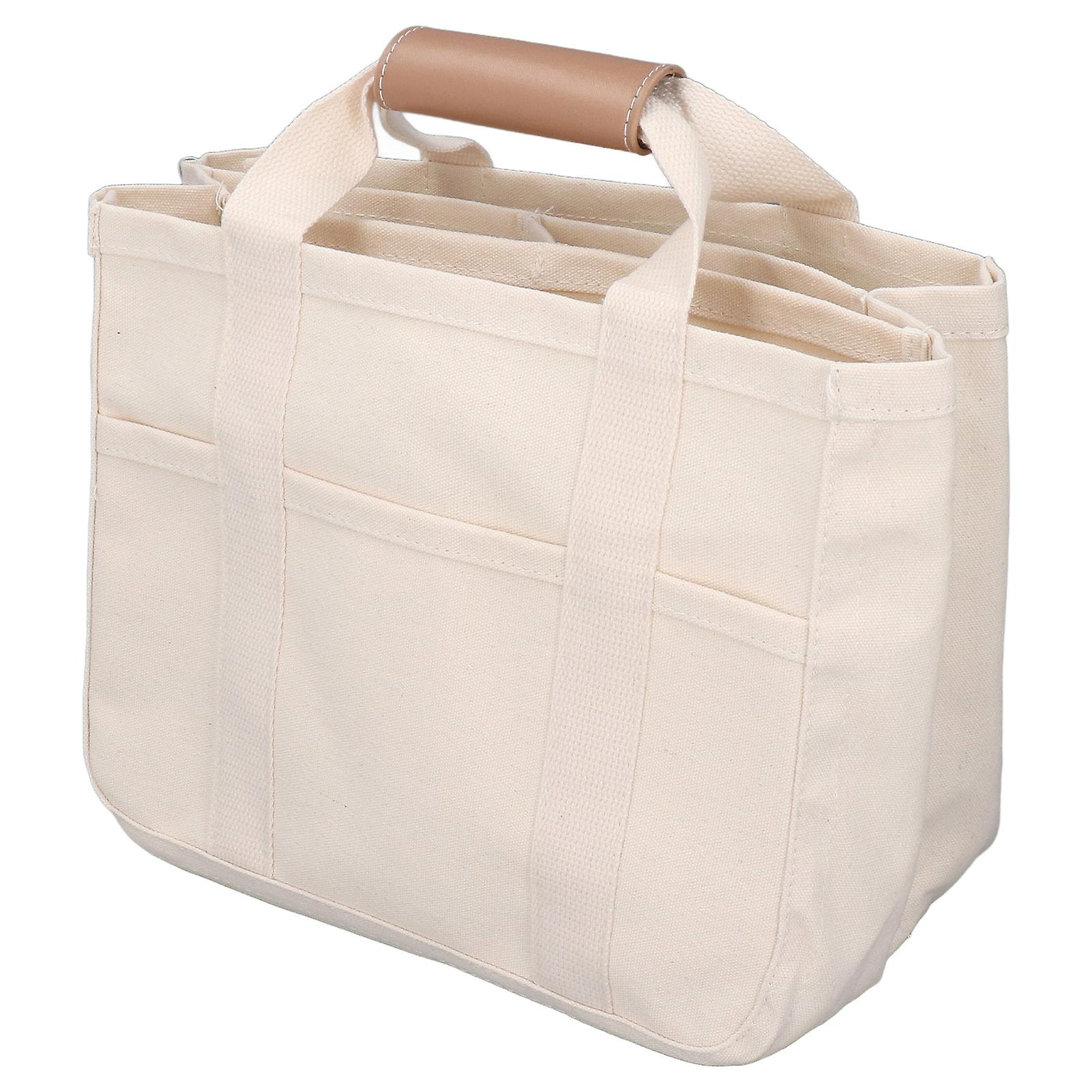Pure Color Single Shoulder Hand Bag Large Capacity Splicing Compartment Canvas Handbag for Baby Items 