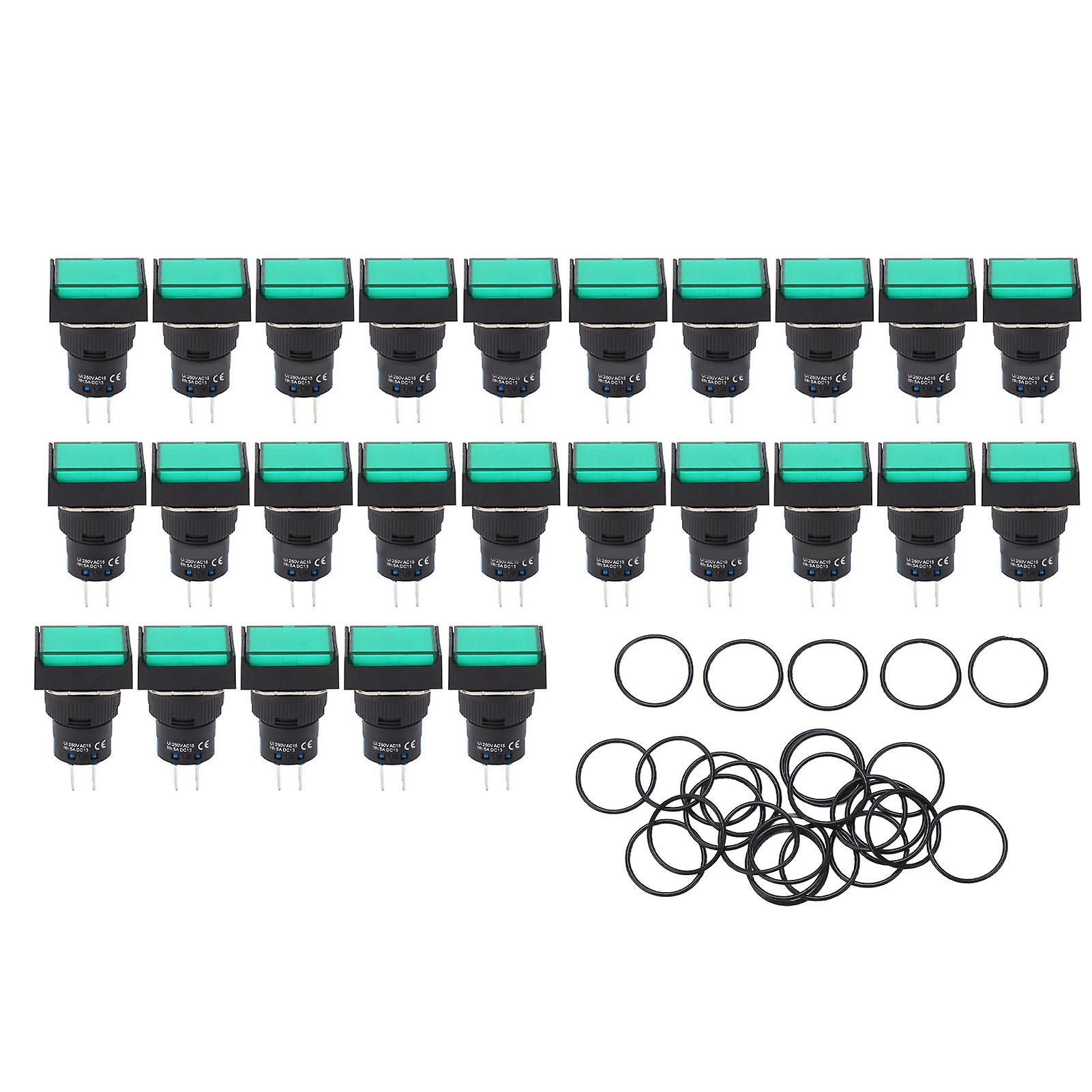 25Pcs Button Switch Push Industrial Equipment Control Component with Washer AC0~240V