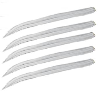 5pcs Colored Hair Clip Cosplay Party Hair Extension Straight Hair Clip Highlights for WomenWhite
