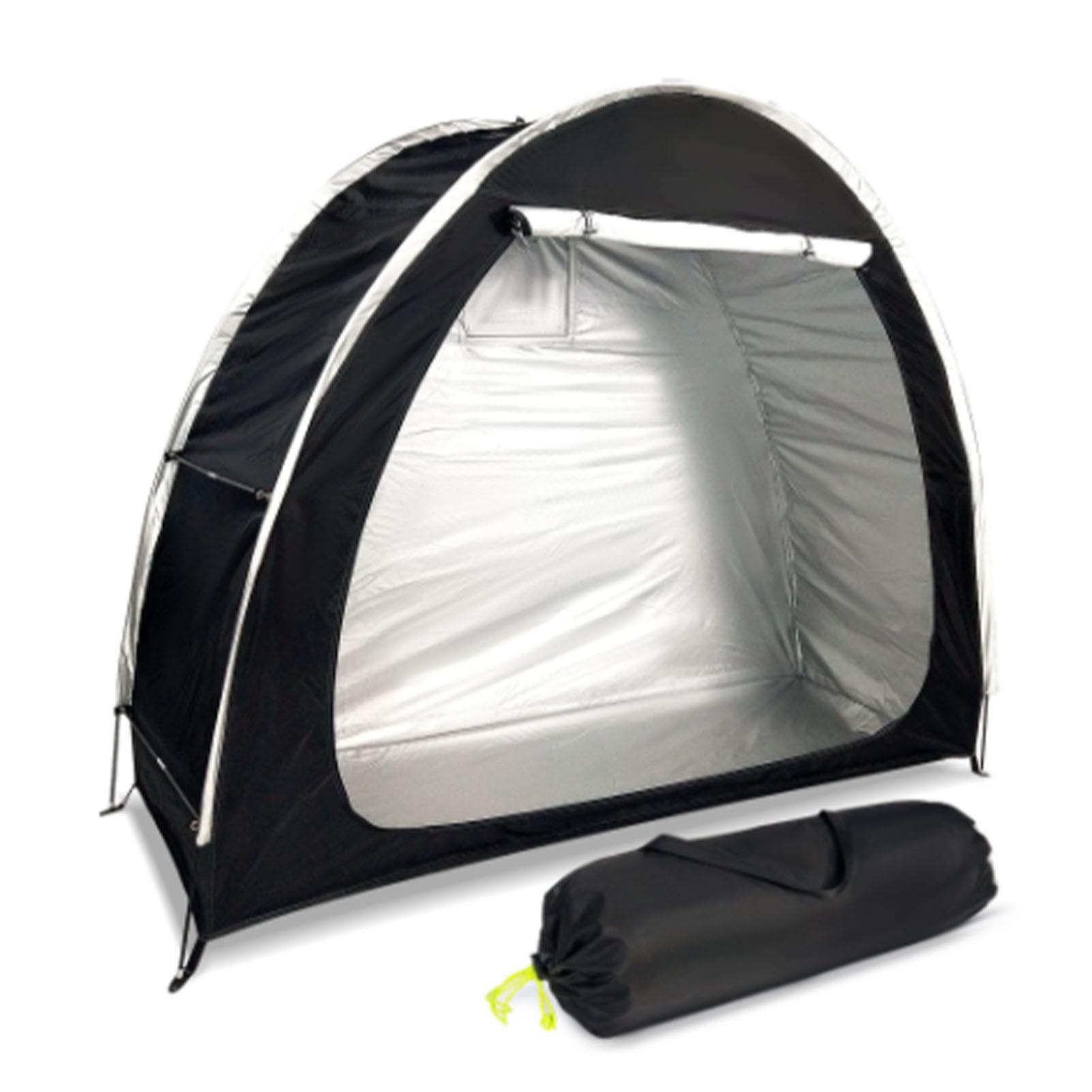 Tenda da ciclismo all'aperto nera aggiornata Tenda di stoccaggio portatile Design resistente alle intemperie Materiale leggero Grande capacità per bicicletta