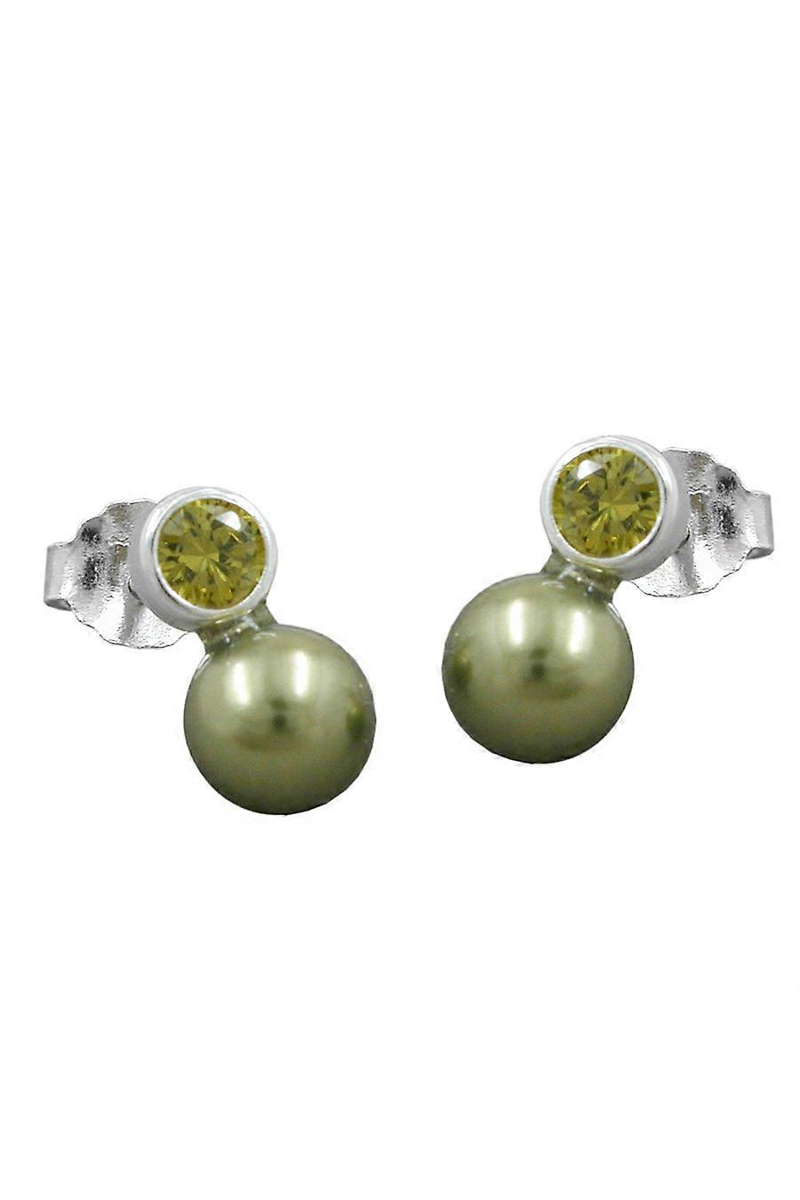 Earrings Bead And Cz Olive Silver 925 - Gl91085